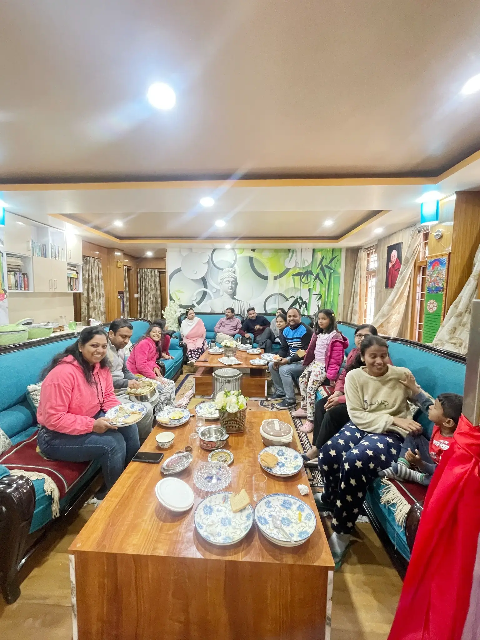 Family dining lounge at Rikya Retreat Tawang